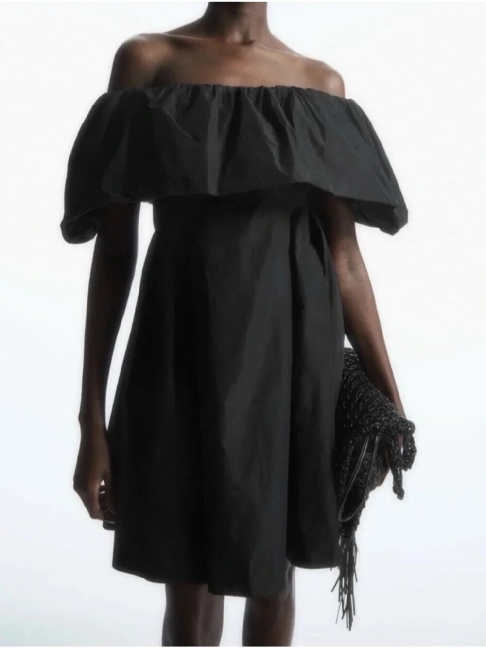 COS Black Voluminous‎ Off The Shoulder A Line Cocktail Mini Dress Size 10 NWT